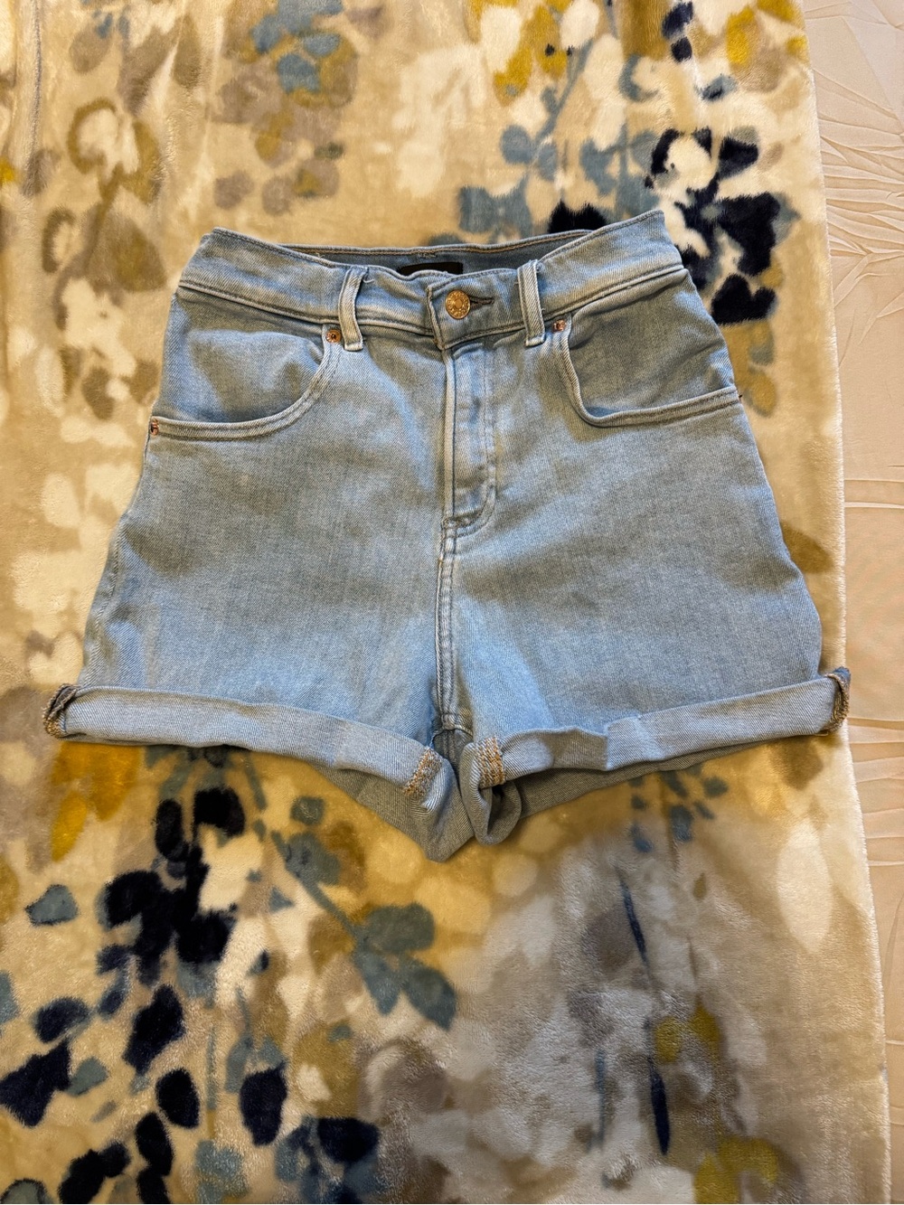 Express Light Wash High-Rise Rolled Hem Jean Shorts